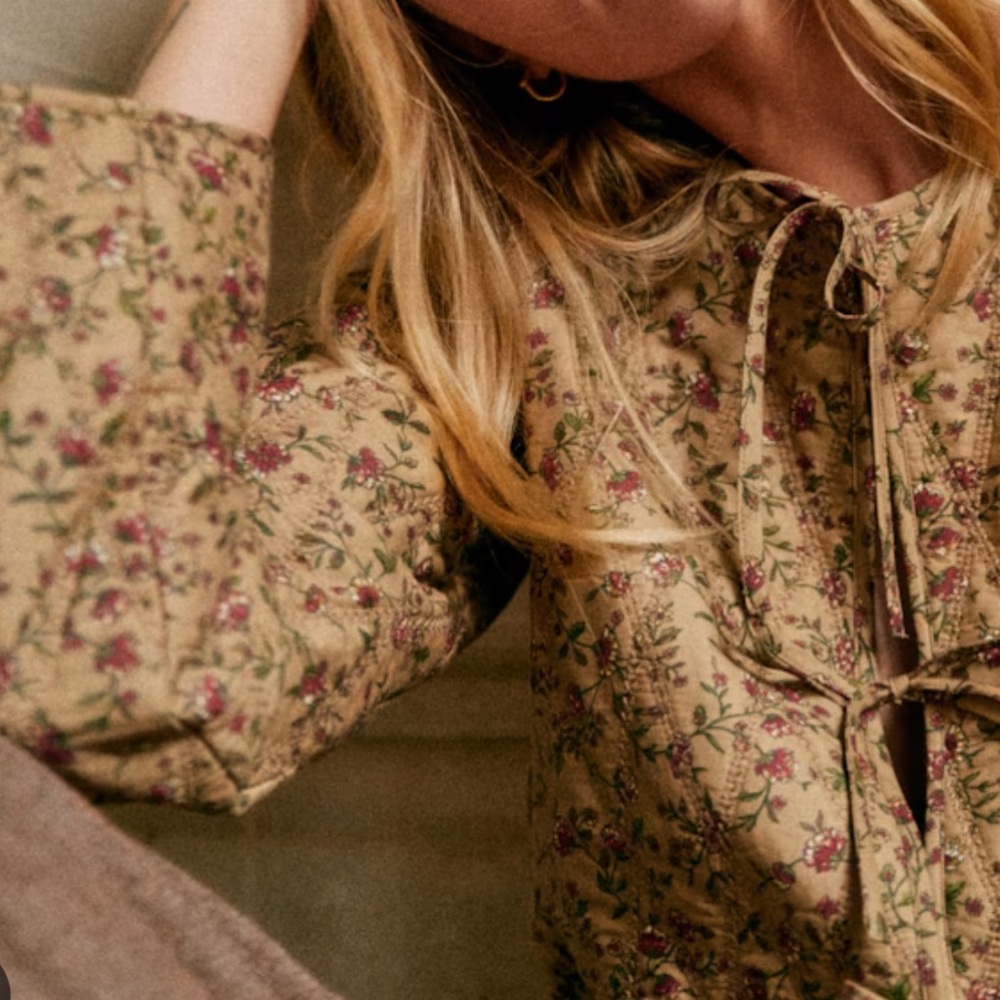 🍂🍎Sezane Paoline Jacket Organic cotton Floral Quilted Jacket - Picture 4 of 11